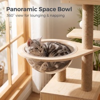 Griffoir multifonctionnel pour chat en bois de pin et rotin avec lit, mobilier d'intérieur durable pour chat, montage facile