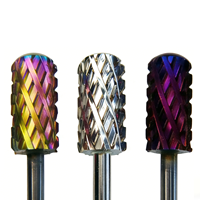 Foret à ongles en carbure de tungstène coloré 4XC 3/32 à grande tige pour manucure artistique et retrait de poudre de trempage