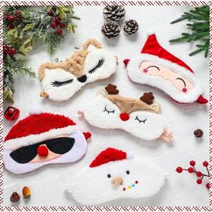 Sevimli karikatür hayvan uyku göz maskeleri noel ren geyiği körü körüne yumuşak peluş komik Santa kardan adam göz maskeleri ev partisi için seyahat - Product Image 1
