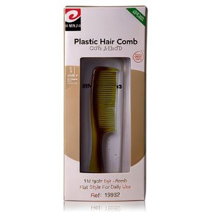 Pettine per capelli in plastica Mnj, colore ambra, stile piatto, per uso quotidiano, confezione da 12 pezzi, ref 19932 - Product Image 2