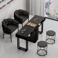 Ensemble table et chaise de manucure en cuir véritable de style japonais avec rangement pour salon de manucure - Design de luxe léger simple/double