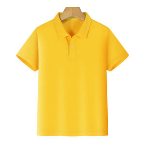 Polo d'été de couleur unie avec impression de logo personnalisé pour enfants, respirant et doux, en pur coton pour enfants. - Product Image 1