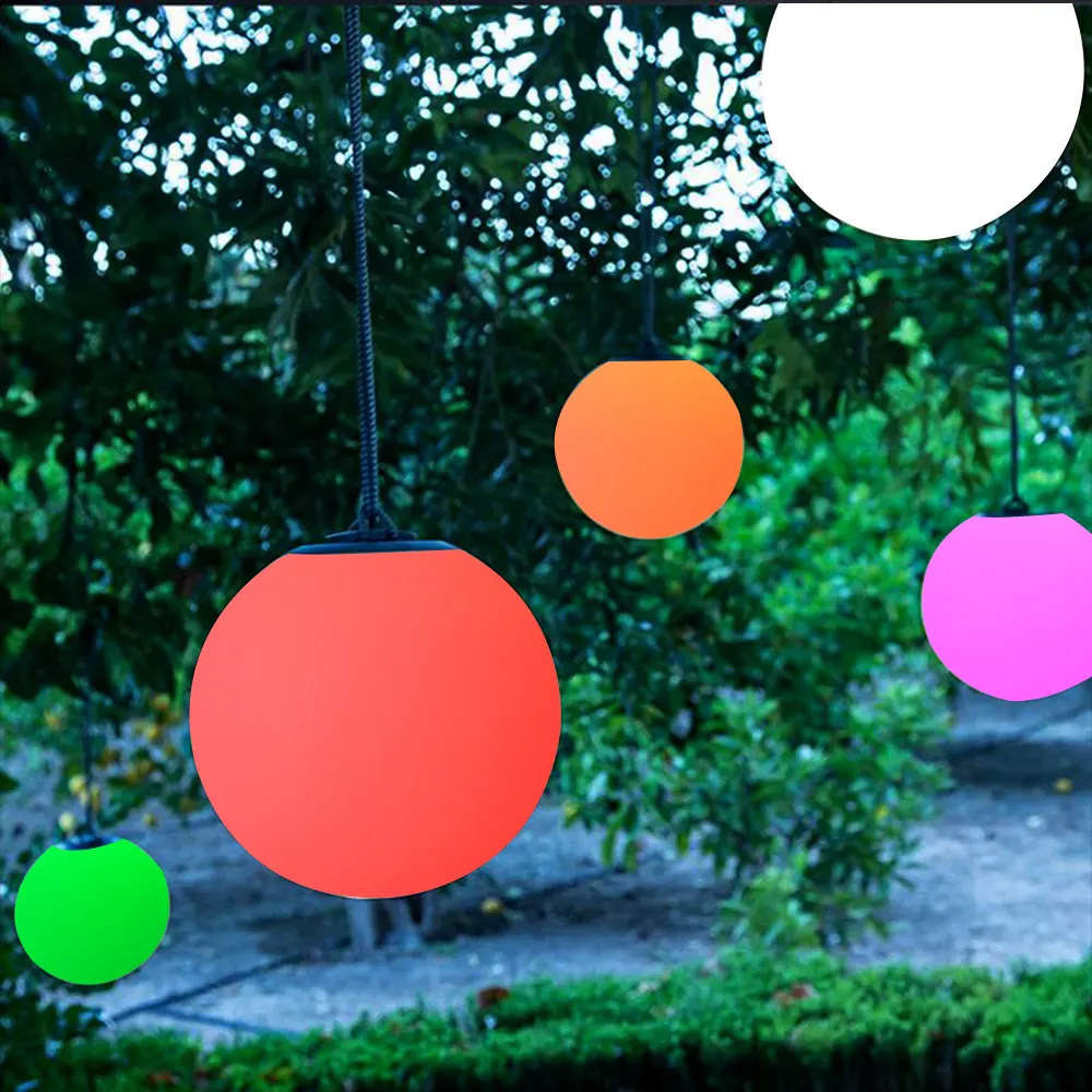 Lampe led suspendue colorée en forme de boule, avec batterie rechargeable, design moderne, luminaire d'extérieur, idéal pour un jardin