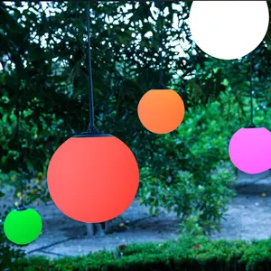led colorful pendant light rechargeable battery outdoor led ball sphere globe pendant light hanging lamp for garden