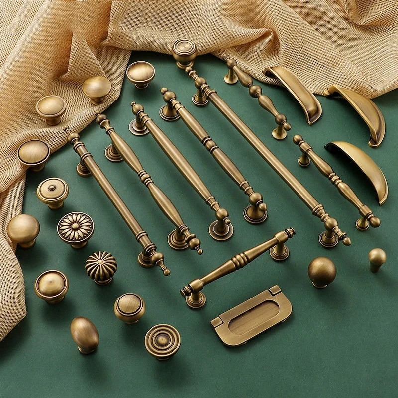 Antique Solid Brass Cabinet Vintage Antique Modern Cabinet Pulls Cupboard Closet Drawer Furniture Kitchen Knobs Handle