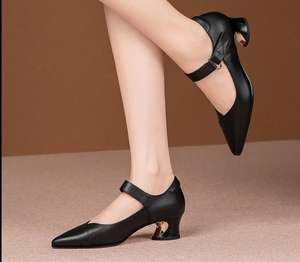 Sandales pour femmes, mode estivale, escarpins à <span class=keywords><strong>bout</strong></span> <span class=keywords><strong>pointu</strong></span>, boucle à une ligne, talons épais moyens - Product Image 6