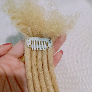 Fermaglio in Dreadlock Extension per capelli uncinetto intreccio Afro crespo capelli umani può essere colorante a mano larghezza 0.4CM naturale 613 nera - Product Image 5