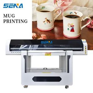 9060UV printing machine with Ricoh G5 head CMYK varnish for mug metal nameplate UV flatbed printers exported to many countries