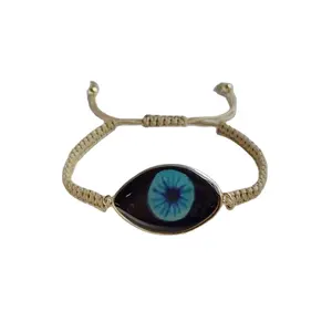 Braccialetti regolabili tessuti fatti a mano della boemia all'ingrosso braccialetto di fascino degli occhi diabolici turchi blu acrilico per i regali dei monili delle donne