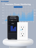 Prise d'alimentation intelligente ELEGRP US Standard 15A Tuya prise murale intelligente Wifi compatible avec la surveillance de l'énergie