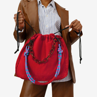 Sac fourre-tout hobo personnalisé en nylon et cuir avec chaînes, pour femme, avec cordon de serrage, idéal pour les voyages, le shopping, et comme sac à main ou sac à bandoulière pour ordinateur portable
