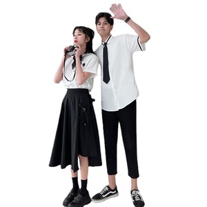 Conjunto de camisa y falda de verano para escuela secundaria, uniforme escolar de estilo preppy británico, uniforme escolar para temporada de graduación - Product Image 5