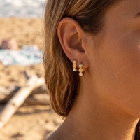 Ensemble collier et boucles d'oreilles en plaqué or avec perles de coquillages marins, bijoux de plage minimalistes, pendentif CZ, cadeau pour femmes, OEM ODM