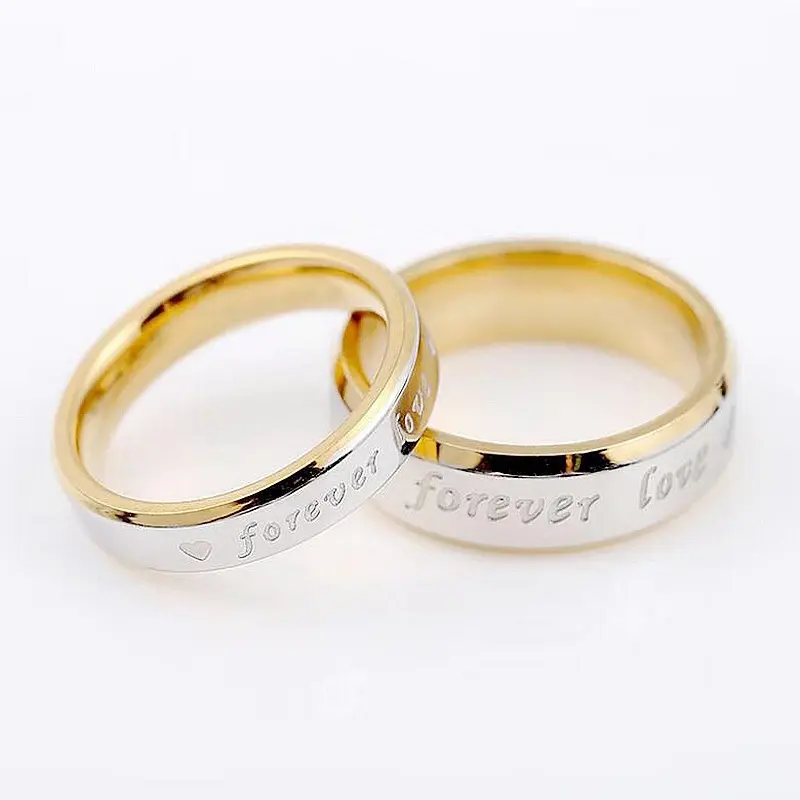 Simple Forever Love Titanium Steel Men Women Couple 18k Gold Stainless Steel Ring Fashion Jewelry