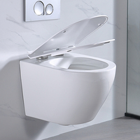 WC suspendu en céramique sanitaire avec cuvette ronde, ensemble bidet et réservoir