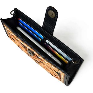 Rodeo Rider portefeuille à deux volets en cuir de vachette pour femmes Style mignon fente pour carte multiple compartiment à monnaie fermeture à pli ouvert - Product Image 4