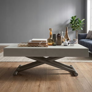 Contemporary Extendable Coffee <b>Table</b> with X-Shaped Metal Base and Wooden Top for Living Room - Product Image 4