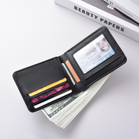 Dompet Kulit PU Premium Ultra Tipis dengan Jendela ID, Dompet Kartu Kulit Pria