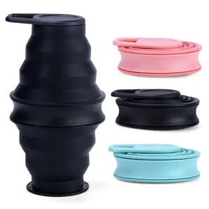 Wholesale Custom Silicone Collapsible Folding Cups Travel Drinking Mug Tazas For Hot Drinks