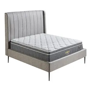 Luxury Modern Bedroom Furniture Stainless Steel Legs Queen King Size Upholstery Leather Bed