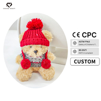 Porte-clés Ours en Peluche Marron Foncé Style Elfe de Noël avec Pull Vert, Breloque en Peluche Mignonne, Jouet de Fête 10cm Chasingbeauty
