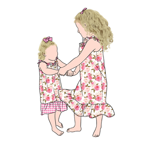 Offre Spéciale été filles décontracté robe de nuit robe Plaid imprimé fleuri vêtements de nuit pour <span class=keywords><strong>soeur</strong></span> - Product Image 6