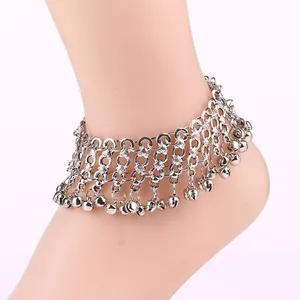 KR-78 Fashion Feet Jewelry Anklets Women Foot Bracelet Silver Metal Hollow Alloy Bell Tassel Anklet