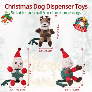 Jouets à mâcher en peluche de Noël pour chiens avec distributeur pour chiens de petite, moyenne et grande taille, jouet interactif pour animaux de compagnie pour les fêtes - Product Image 3