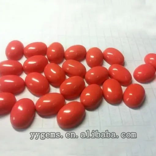Loose Oval Machine Cut Cabochon Red Synthetic Coral Crystal Price