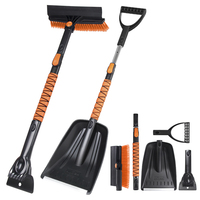 Kit d'hiver télescopique 5-en-1 personnalisé : grattoir à glace, brosse à neige et dégivreur pour le nettoyage professionnel des voitures et l'élimination de la glace