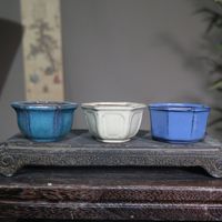 Pot Tanaman Bunga Sukulen Kaktus Keramik Berlapis Tanah Liat Ungu Yixing Ukuran Kecil Desain Warna Kustom