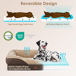 Cama Ortopédica Extra Grande para Perro con Espuma Viscoelástica, Funda Extraíble, Forro Impermeable y Base Antideslizante, 42x30x7.5 Pulgadas, Marrón - Product Image 2