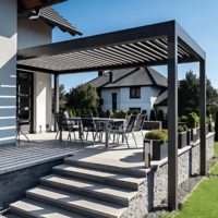 Pergola Bioclimatique Extérieure avec Toit Rétractable à Lames Orientables en Aluminium Massif pour Spa, Jardin, Patio et Piscine
