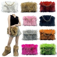 NOUVEAU Logo personnalisé collection d'été épaule dénudée mode dame boob tube Soft Chain Fuzzy Tote Bag Purse Plush Faux Fur Handbags
