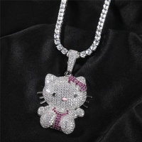Hello Kitty Bling Métal Charme Personnalisé Chat Logo Strass Marque Privé En Alliage De Zinc Pendentif Étiquettes pour Collier