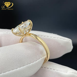 फिनेज्स 18k ठोस सोने 3ct vs1 अंडाकार कट लैब उगाई गई हीरे की सगाई की अंगूठी महिला - Product Image 2