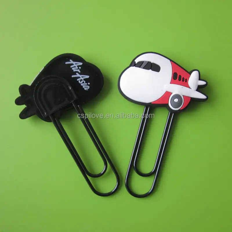 Custom logo Airline promotional gifts soft pvc paper clip book mark 3D rubber pvc bookmark