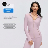 Veste de Yoga Légère pour Femme à Col Montant avec Fermeture Éclair Dorée – Vêtement d'Extérieur pour la Course et le Fitness, Doux et Confortable, Style Manteau Décontracté