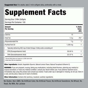 Suplemento Alimenticio Certificado por GMP, Aceite de Pescado Refinado de Aguas Profundas de Alaska, EPA y DHA, Omega 3, Cápsulas de Gel Suave de 1000 mg - Product Image 2