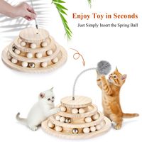 Jouet pour chat en bambou, classique et moderne, plateau tournant, écologique, puzzle, 3 niveaux, circuit de balles, exercice pour chatons d'intérieur