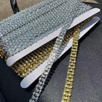 Cadena de Diamantes de Plástico de Tres Filas, Tamaño 10, Ecológica, Cristal 3D, Adorno Brillante para Ropa, Manualidades DIY