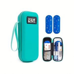 Large Capacity EVA Waterproof Portable <b>Cooler</b> Case Zipper Closure Insulin Pen Temperature Display for Diabetes Storage - Product Image 2