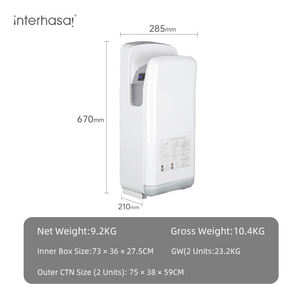 고속 스탠딩 수직 제트 핸드 드라이어 1800W 자동 상업용 전기 핸드 드라이어 욕실용 - Product Image 5