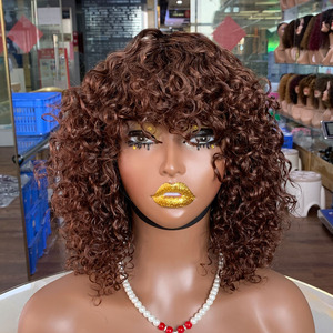 Perruque à frange bouclée de luxe super double tirée polyvalente, usage quotidien, fête, volume complet, cheveux humains - Product Image 1