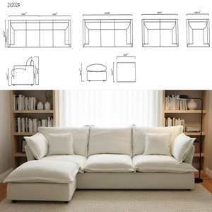 Sofá Seccional Modular con Otomana, Conjunto de Sofás Seccionales Modulares para Muebles de Sala de Estar - Product Image 4