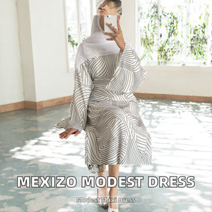 Vestido Abaya Maxi Estampado, Modesto, Talla Grande, Transpirable, para Mujeres Musulmanas, Uso Diario, Bodas, Otoño, Primavera, Verano - Product Image 2