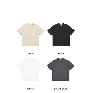 UNIQ Style Same Fabric Heavyweight Graphic Boxy Cropped Fit Tee Men's T-shirts Oversized <b>Tshirt</b> Blank Custom T Shirt for Men - Product Image 2