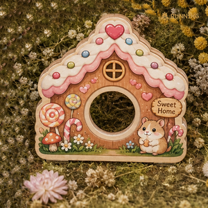 La dernière maisonnette pour hamster en bois massif écologique, mignonne et multifonctionnelle, en forme de maison de pain d'épices - Product Image 1