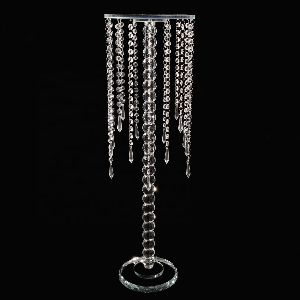 Свадебное украшение высотой 80 см, Хрустальный центральный элемент, Хрустальная подставка для цветов с деталями люстры