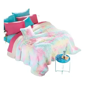 Couverture en fourrure de mouton Everest Winter, style tie-dye, rectangulaire, style moderne, taille King - Product Image 1